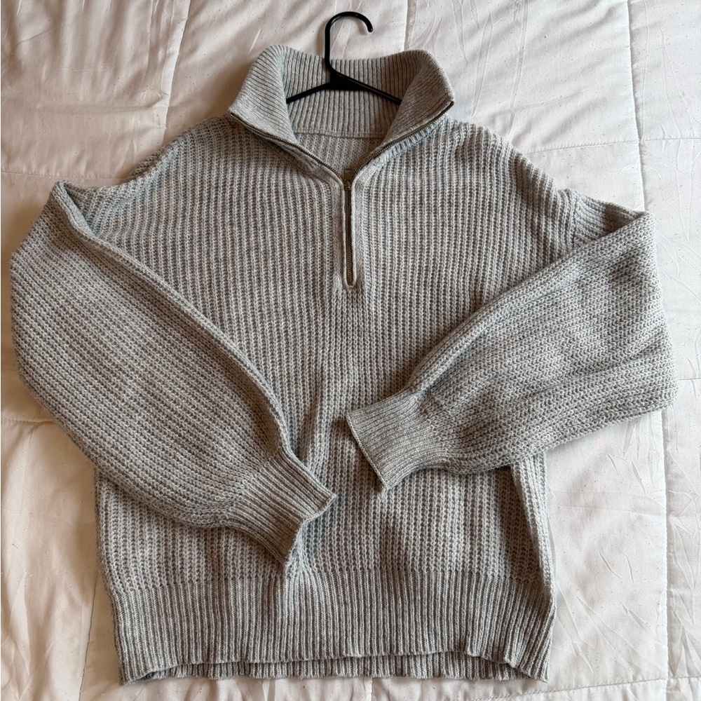 Gray Half-Zip Sweater